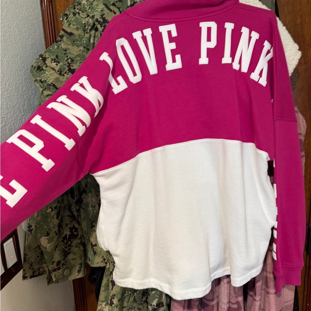 Pink and White Quarter-Zip Pullover - Picture 2 of 2